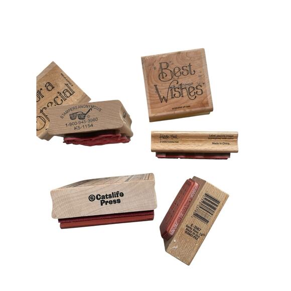 Wood Rubber Stamps Lot Stampin' Up Catslife Press Kolette Hall Sentiments Friend - Picture 6 of 7